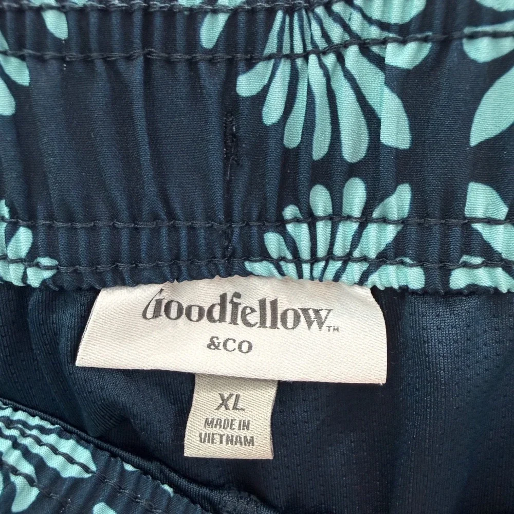 Goodfellow Swim Trunks Men XL Blue Floral Fan Print Mesh Liner Board Shorts‎
